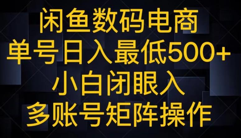 闲鱼数码电商，单号日入最低500+，小白闭眼入，多账号矩阵操作-知芽创业社