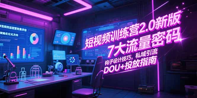 短视频训练营2.0新版，7大流量密码/钩子设计技巧/私域引流/DOU+投放指南-知芽创业社