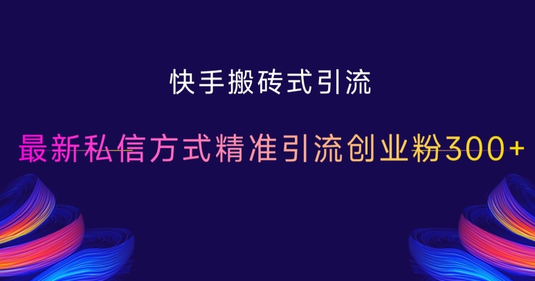 快手搬砖式引流，最新私信方式精准引流创业粉300+-知芽创业社