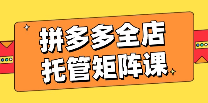 拼多多全店托管矩阵课，盈利动销玩法，高效计划设置，提升店铺效益-知芽创业社