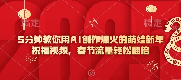 5分钟教你用AI创作爆火的萌娃新年祝福视频，春节流量轻松翻倍-知芽创业社