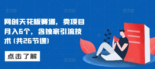 网创天花板赛道，卖项目月入6个，含独家引流技术(共26节课)-知芽创业社