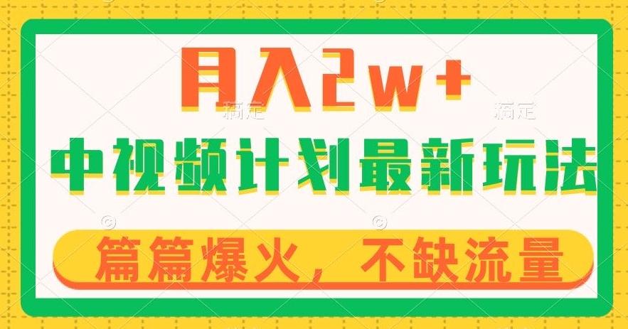 中视频计划全新玩法，月入2w+，收益稳定，几分钟一个作品，小白也可入局【揭秘】-知芽创业社