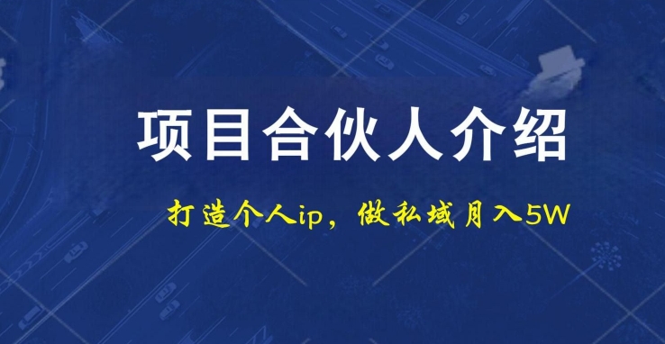 项目合伙人项目，打造个人IP，做私域月入5W，小白勿扰-知芽创业社