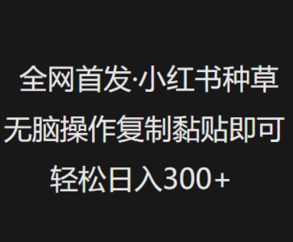 全网首发，小红书种草无脑操作，复制黏贴即可，轻松日入3张-知芽创业社
