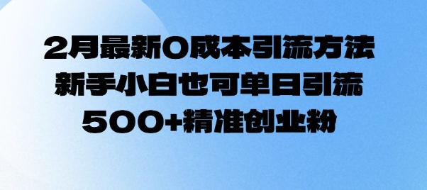 2月最新0成本引流方法，新手小白也可单日引流500+精准创业粉-知芽创业社