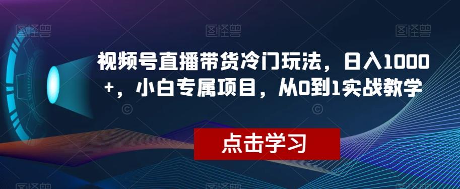视频号直播带货冷门玩法，日入1000+，小白专属项目，从0到1实战教学【揭秘】-知芽创业社