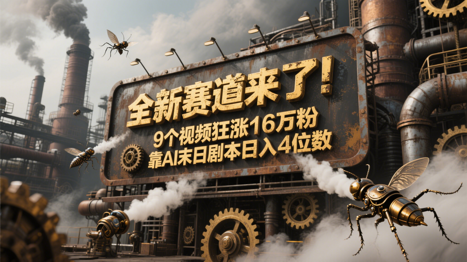 全新赛道来了！9个视频狂涨16万粉，靠AI末日剧本日入4位数，评论区爆肝追更！-知芽创业社