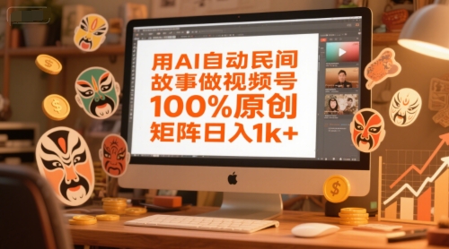 用AI自动民间故事做视频号，100%原创，矩阵日入1k+-知芽创业社