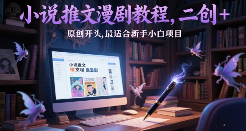 小说推文漫剧教程，二创+原创开头，最适合新手小白项目-知芽创业社