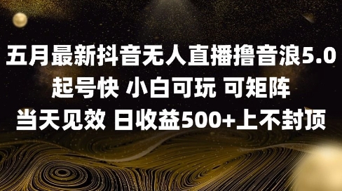 2025五月最新无人直播撸音浪单日产出5张+实操教程【揭秘】-知芽创业社