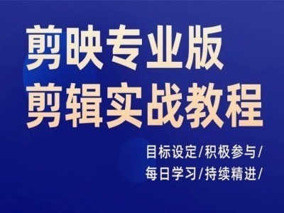 剪映专业版剪辑实战教程，目标设定/积极参与/每日学习/持续精进-知芽创业社