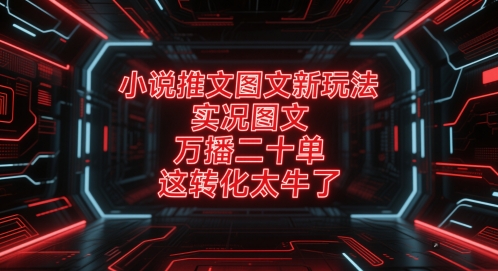 小说推文图文新玩法，实况图文，万播二十单，这转化太牛了！-知芽创业社