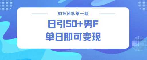 男粉引流新方法不违规，当日即可变现-知芽创业社
