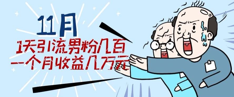 11月最新每天引流男粉300+一个月收益几万元-知芽创业社