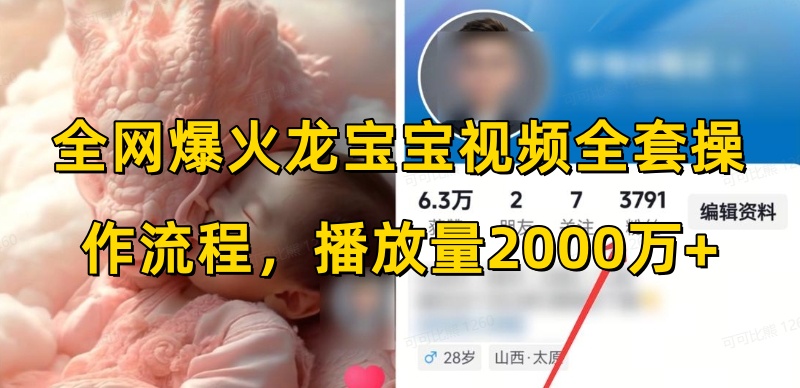 全网爆火龙宝宝视频全套操作流程，播放量2000万+-知芽创业社