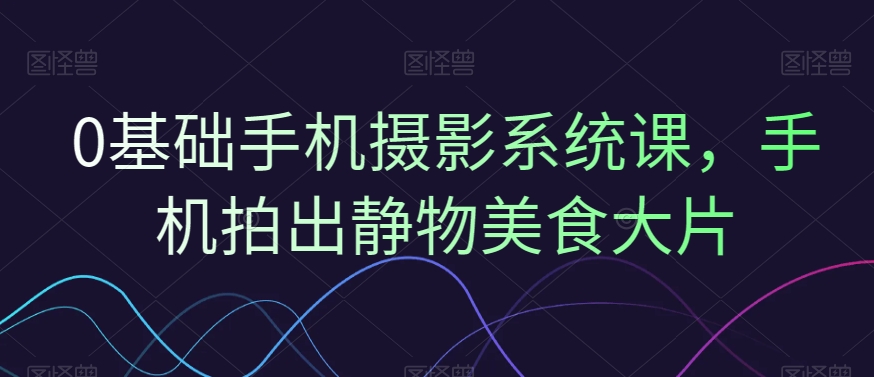 0基础手机摄影系统课，手机拍出静物美食大片-知芽创业社
