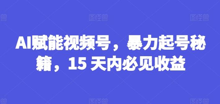 AI赋能视频号，暴力起号秘籍，15 天内必见收益【揭秘】-知芽创业社