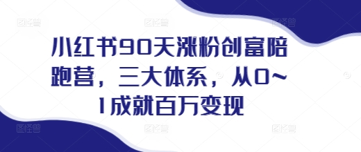 小红书90天涨粉创富陪跑营，​三大体系，从0~1成就百万变现，做小红书的最后一站-知芽创业社