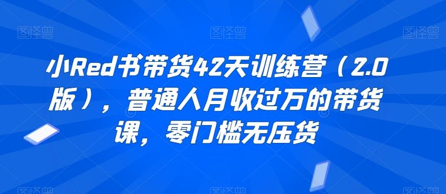 小Red书带货42天训练营(2.0版)，普通人月收过万的带货课，零门槛无压货-知芽创业社