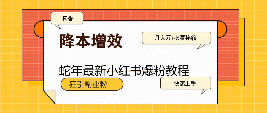 蛇年最新小红书爆粉教程，狂引副业粉，月入万+必看-知芽创业社