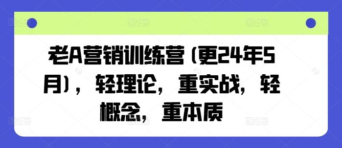 老A营销训练营(更24年6月)，轻理论，重实战，轻概念，重本质-知芽创业社