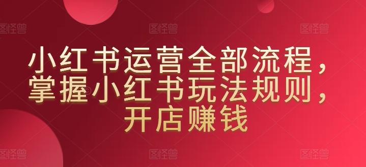 小红书运营全部流程，掌握小红书玩法规则，开店赚钱-知芽创业社