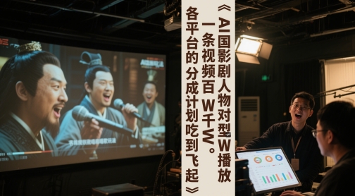 AI三国影视剧人物对口型唱歌玩法，一条视频百W千W播放，各平台的分成计划吃到飞起-知芽创业社