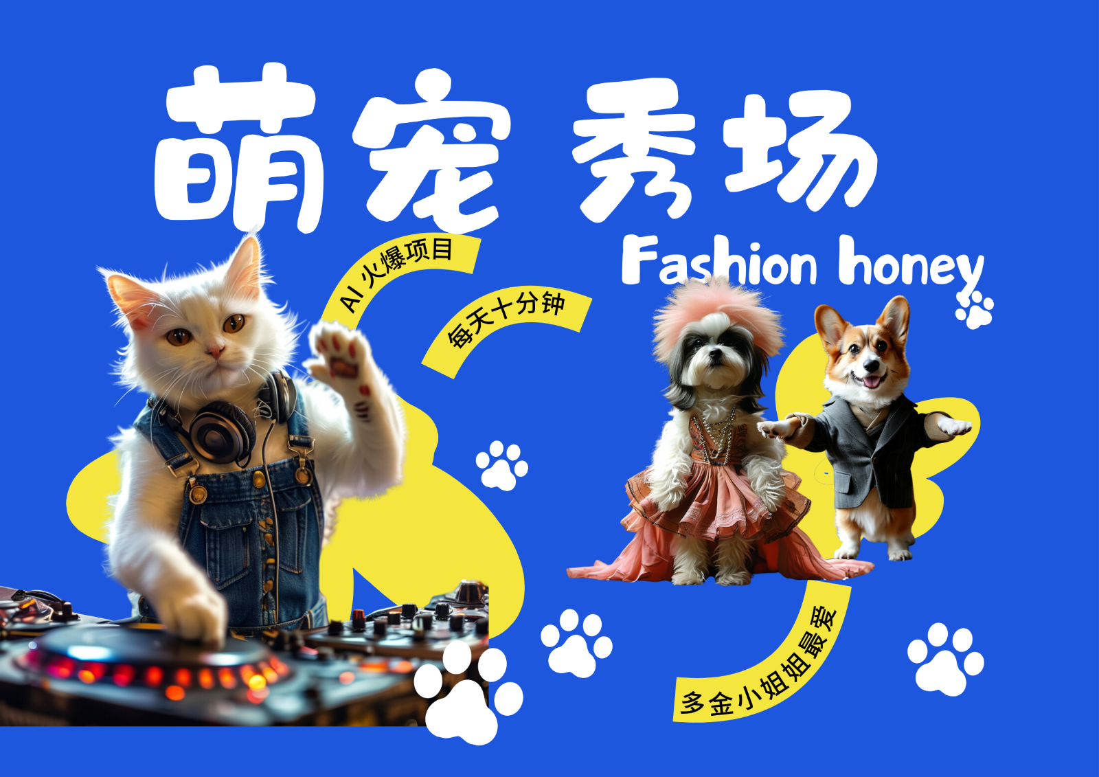 酷飒动物跳舞走秀 时尚喵FASHION汪 多金小姐姐最爱的 轻松月入破W-知芽创业社