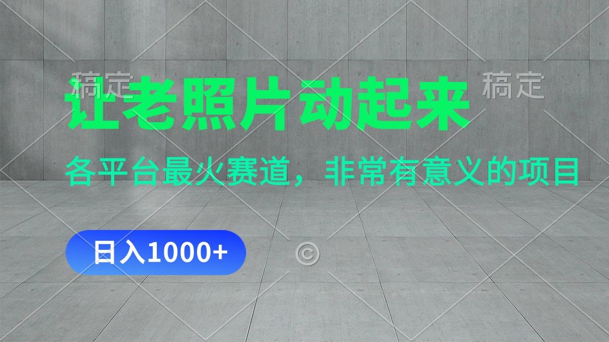 让老照片动起来，一天变现1000+，各平台最火赛道，看完就会-知芽创业社