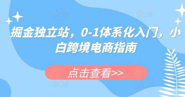 掘金独立站，0-1体系化入门，小白跨境电商指南-知芽创业社