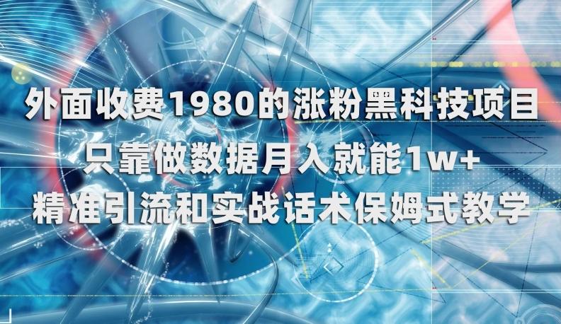 外面收费1980的涨粉黑科技项目，只靠做数据月入就能1w+【揭秘】-知芽创业社