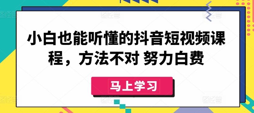 小白也能听懂的抖音短视频课程，方法不对 努力白费-知芽创业社