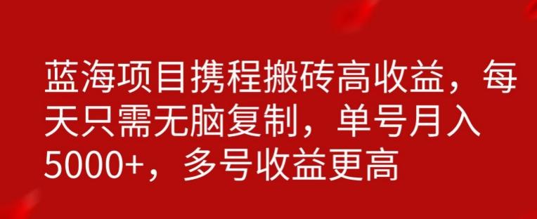 携程搬砖项目，只需每天无脑复制，月入5000+-知芽创业社