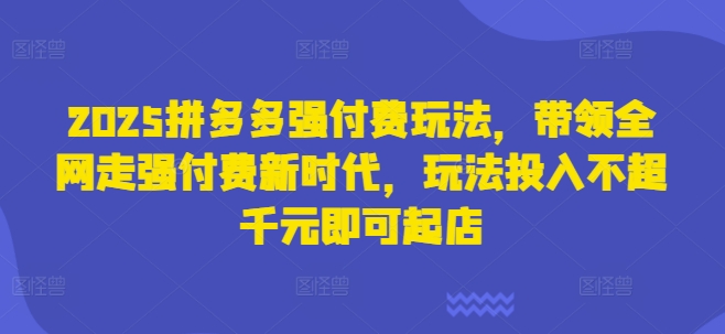 2025拼多多强付费玩法，带领全网走强付费新时代，玩法投入不超千元即可起店-知芽创业社