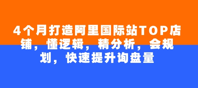 4个月打造阿里国际站TOP店铺，懂逻辑，精分析，会规划，快速提升询盘量-知芽创业社
