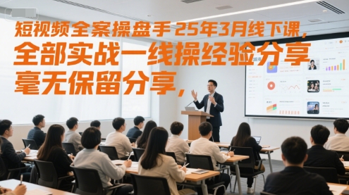 短视频全案操盘手25年3月线下课，全部实战一线操盘手经验分享，毫无保留分享，全是干货-知芽创业社