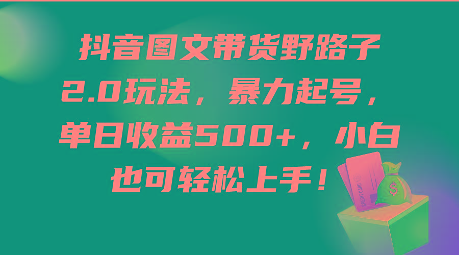(9790期)抖音图文带货野路子2.0玩法，暴力起号，单日收益500+，小白也可轻松上手！-知芽创业社