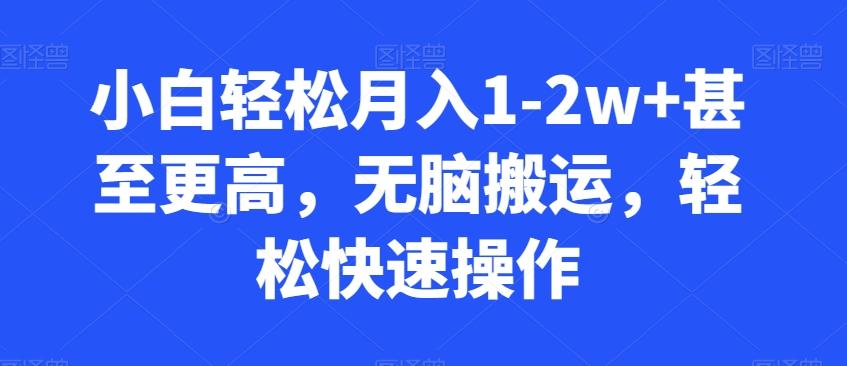 小白轻松月入1-2w+甚至更高，无脑搬运，轻松快速操作-知芽创业社