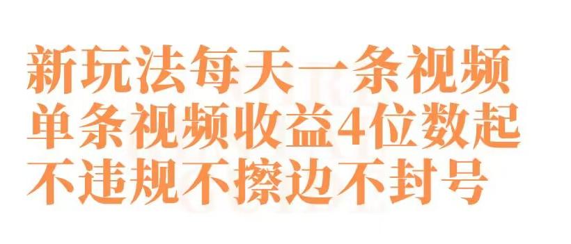 快手新玩法每天一条视频单条视频收益4位数起不违规不擦边不封号【揭秘】-知芽创业社