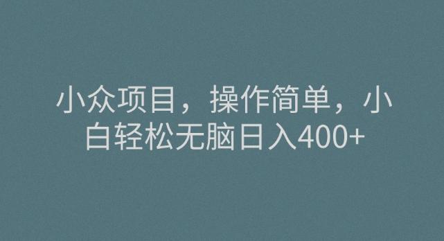 小众项目，操作简单，小白轻松无脑日入400+-知芽创业社