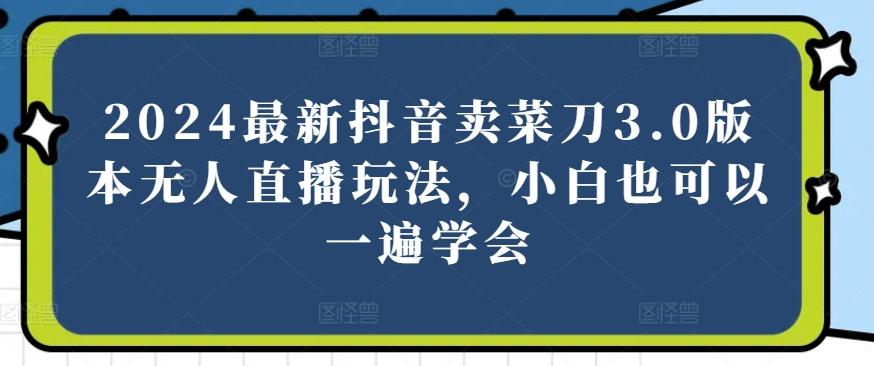 2024最新抖音卖菜刀3.0版本无人直播玩法，小白也可以一遍学会【揭秘】-知芽创业社