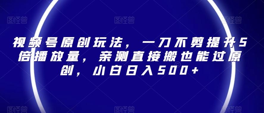 视频号原创玩法，一刀不剪提升5倍播放量，亲测直接搬也能过原创，小白日入500+【揭秘】-知芽创业社