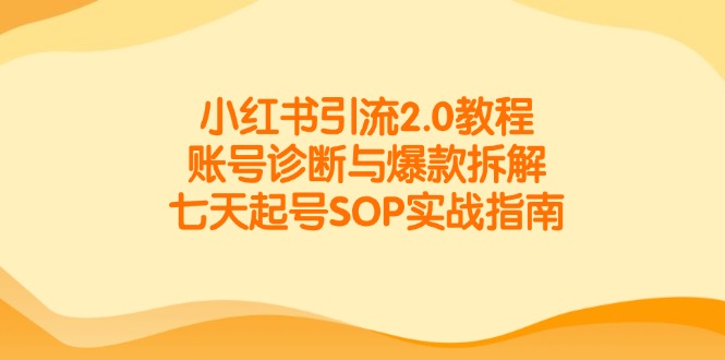 小红书引流2.0教程，账号诊断与爆款拆解，七天起号SOP实战指南-知芽创业社