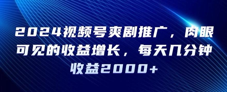 2024视频号爽剧推广，肉眼可见的收益增长，每天几分钟收益2000+【揭秘】-知芽创业社