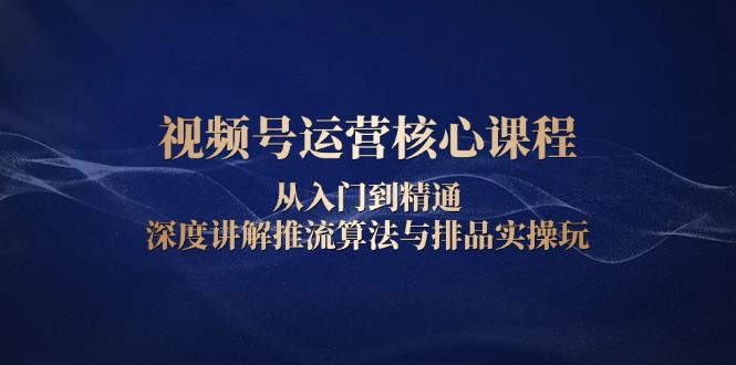 视频号运营核心课程，从入门到精通，深度讲解推流算法与排品实操玩-知芽创业社