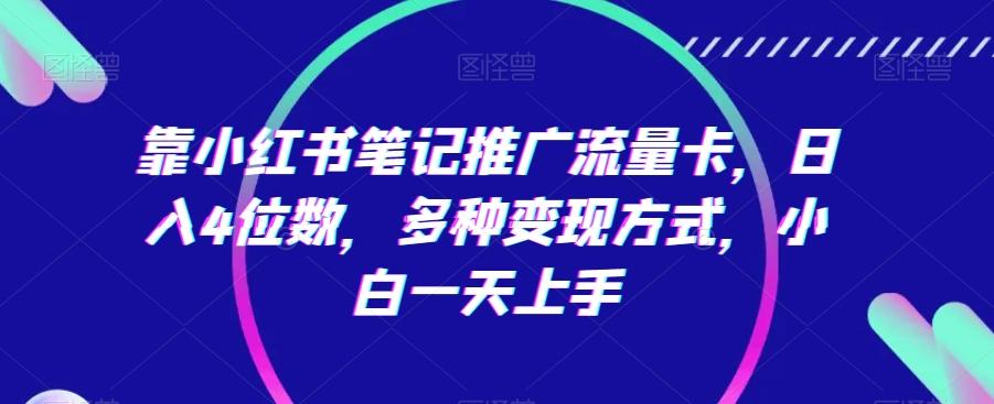 靠小红书笔记推广流量卡，日入4位数，多种变现方式，小白一天上手-知芽创业社