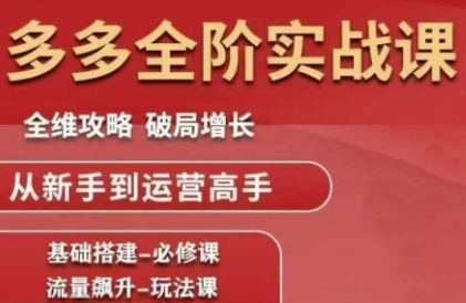 拼多多全阶实战课程，全维攻略，破局增长，从新手到运营高手-知芽创业社