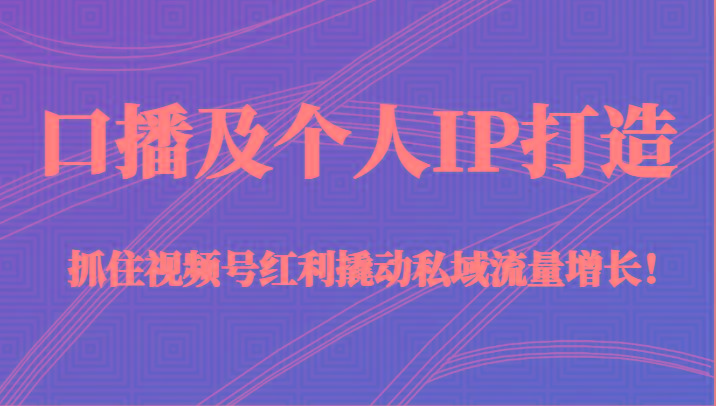 口播及个人IP打造，抓住视频号红利撬动私域流量增长！（45节课）-知芽创业社