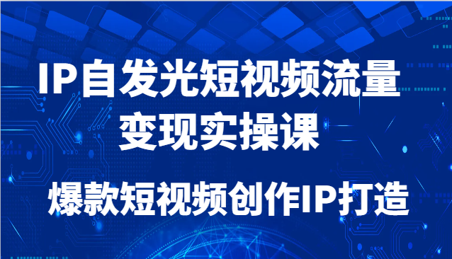 IP自发光短视频流量变现实操课，爆款短视频创作IP打造-知芽创业社